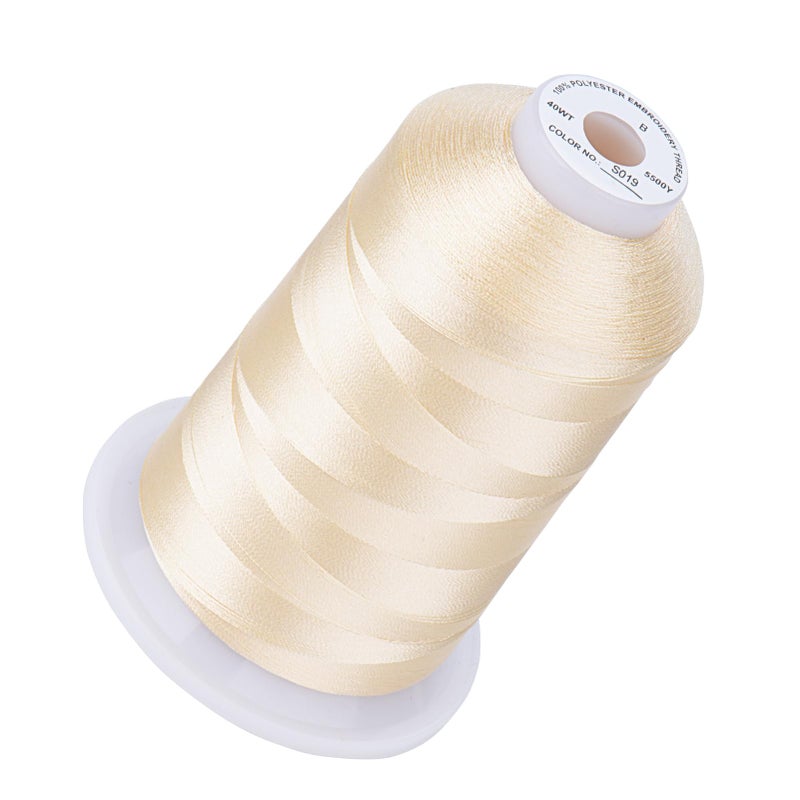 Simthread 5500Yds Embroidery Thread, 5000M High-Yardage 40WT 100% Polyester Thread - 170+ Vivid Colors, High-Speed Rated - Compatible with Brother, Singer, Janome & More - Macadiamia S019 - Image 1